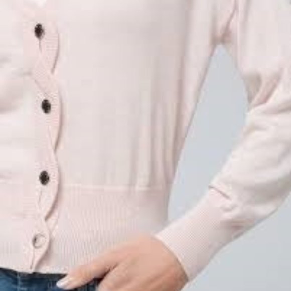 NWT WHBM $79 Cable Placket Relaxed Cardigan Heather Roccoco Sizes S & M - Picture 2 of 7